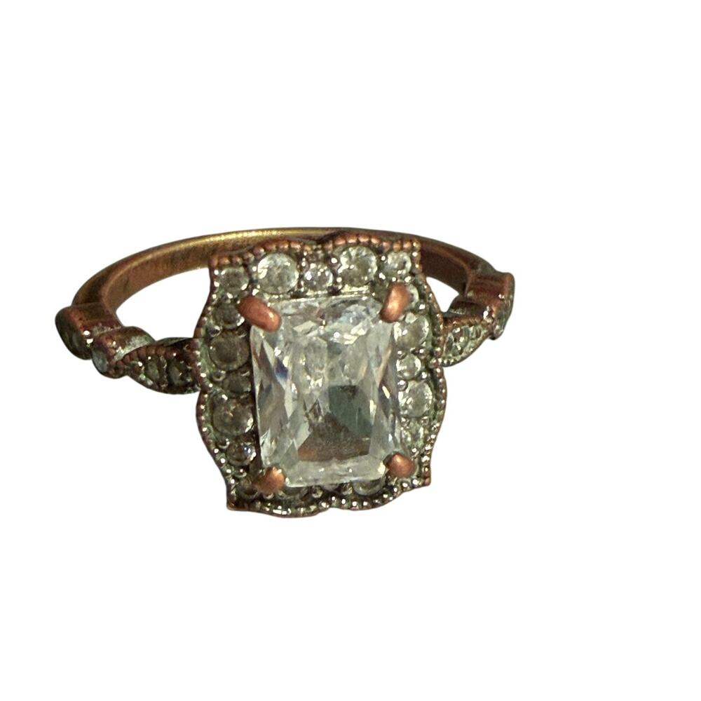 Vintage - 2.10Ct  Emerald cut - Moissanite - Engagement Ring - Rose Gold Plated